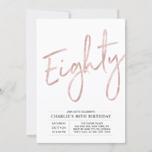 Invitation Quatre-vingts   Fête d'anniversaire 80 ans Moderne
