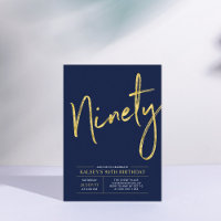 Quatre-vingts | Gold & Navy Blue 90th Birthday Par
