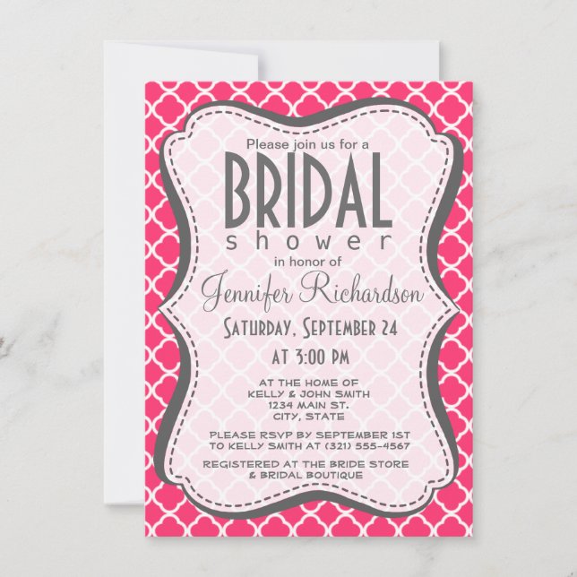 Invitation Quatrefoil marocain rose chaud (Devant)
