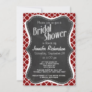 Invitation Quatrefoil rouge foncé ; aspect Vintage du tableau
