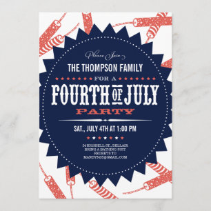 Invitation Quatrième de feux d'artifice de liberté des