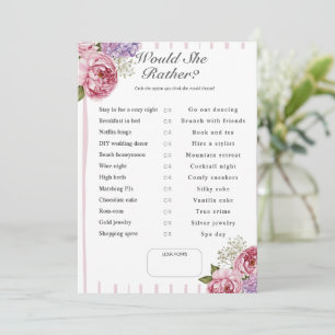 Invitation Que choisirait-elle ? Jeu de baby shower floral