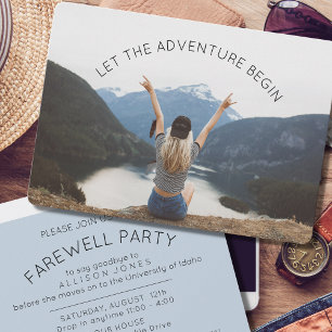 Invitation Que l'aventure commence  Photo Fête d'adieu