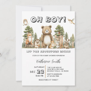 Invitation Que l'aventure commence Shower bébé bois pour fill