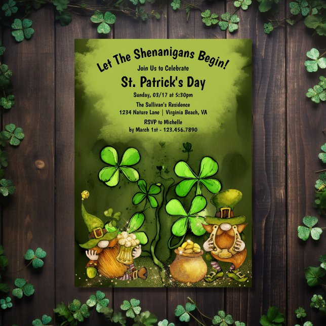 Invitation Que les Shenanigans commencent la fête de la Saint (Front - Let the Shenanigans Begin St. Patrick's Day Party Invitation)