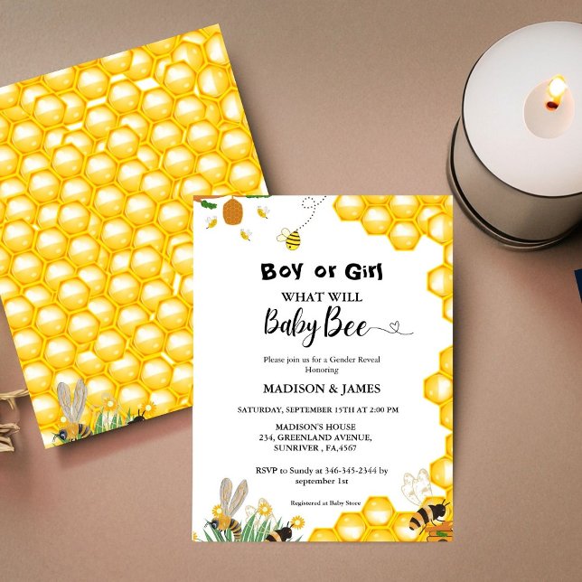 Invitation Que révélera le genre d'abeilles (Créateur téléchargé)