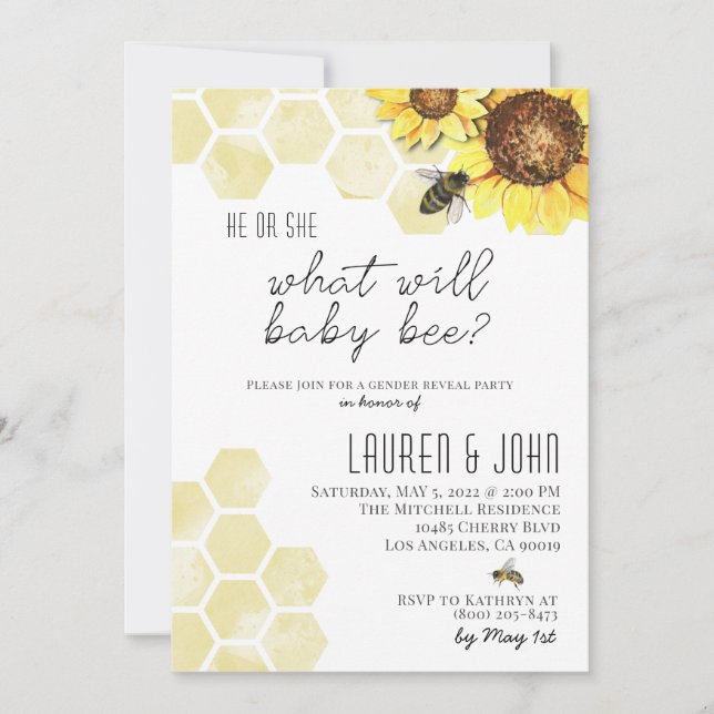 Invitation Que va révéler le genre Baby Bee (Devant)