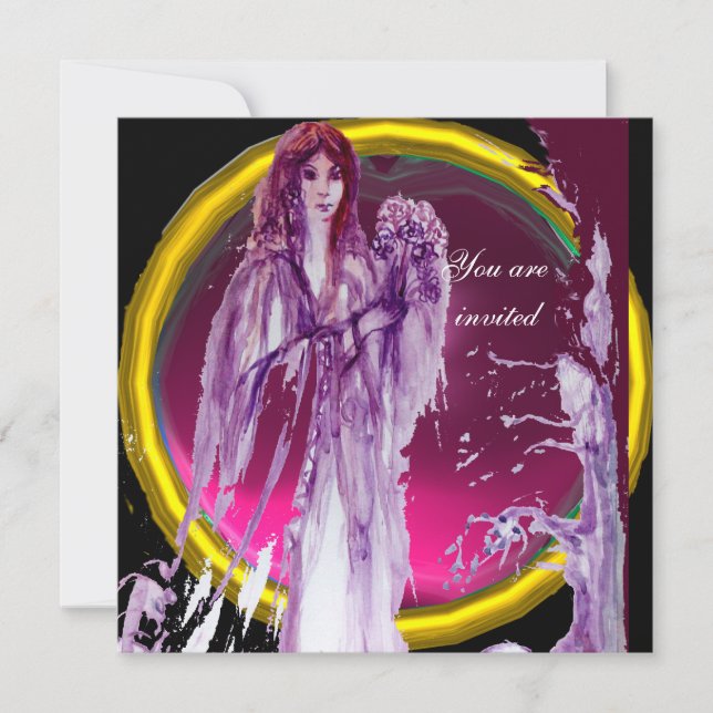 Invitation QUEEN GUINEVERE violet blanc jaune noir (Devant)