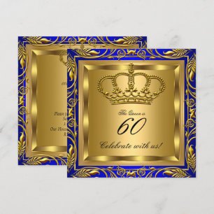 Invitation Queen ou King Royal Blue Gold Elite fête d'anniver