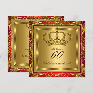 Invitation Queen ou King Royal Red Gold Elite fête d'annivers
