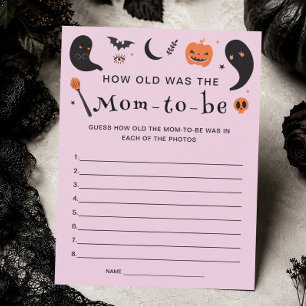 Invitation Quel âge avait la maman Jeu de Baby Shower Hallowe