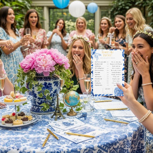 Invitation Quel choix ferait-elle ? Jeu de baby shower bleu p