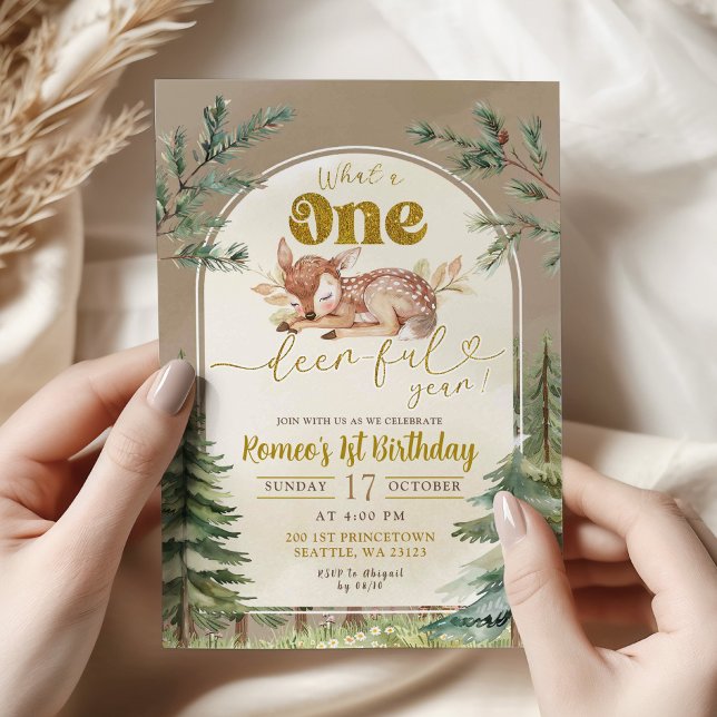 Invitation Quel Onedeerererful Forest Boho 1er Birthday Boy (Créateur téléchargé)
