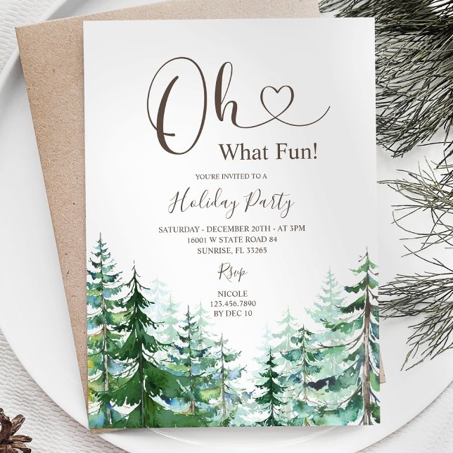 Invitation Quel Pin Arbres Amusants Verdure Fête de Vacances (Créateur téléchargé)