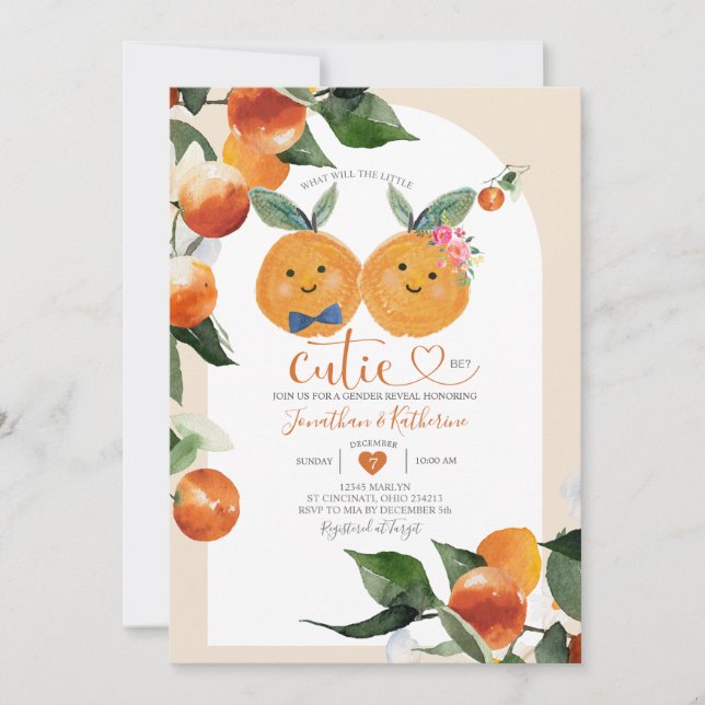 Invitation Quel sera le petit mignon Orange Genre Reveal (Devant)