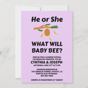 Invitation Quelle révélation de sexe de bébé abeille