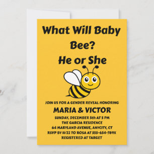 Invitation Quelle révélation du sexe de bébé abeille