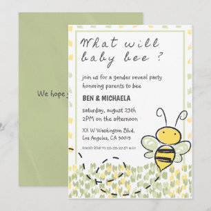 Invitation Quelle révélation du sexe de bébé abeille pour la