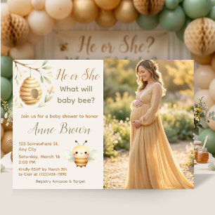 Invitation Quelle sera la photo de bébé Bee Shower & révélati