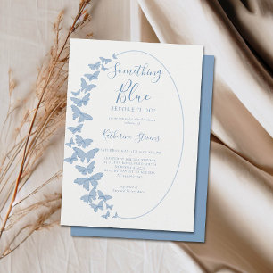 Invitation Quelque chose Blue Butterflies Boho Chic Fête des 
