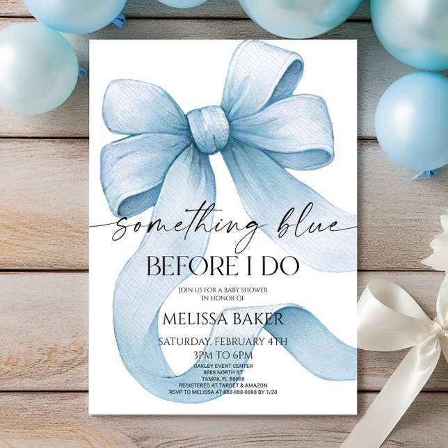Invitation Quelque chose de bleu avant de faire Blue Bow Fête (Créateur téléchargé)