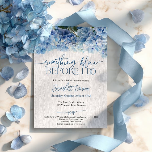 Invitation Quelque chose de bleu avant de faire Blue Hydrange (Something Blue Before I Do Blue Hydrangea Bridal Invitation)
