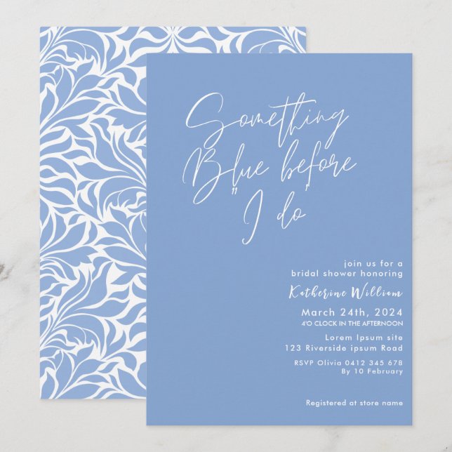 Invitation Quelque chose de bleu avant de faire douche de nag (Devant / Derrière)