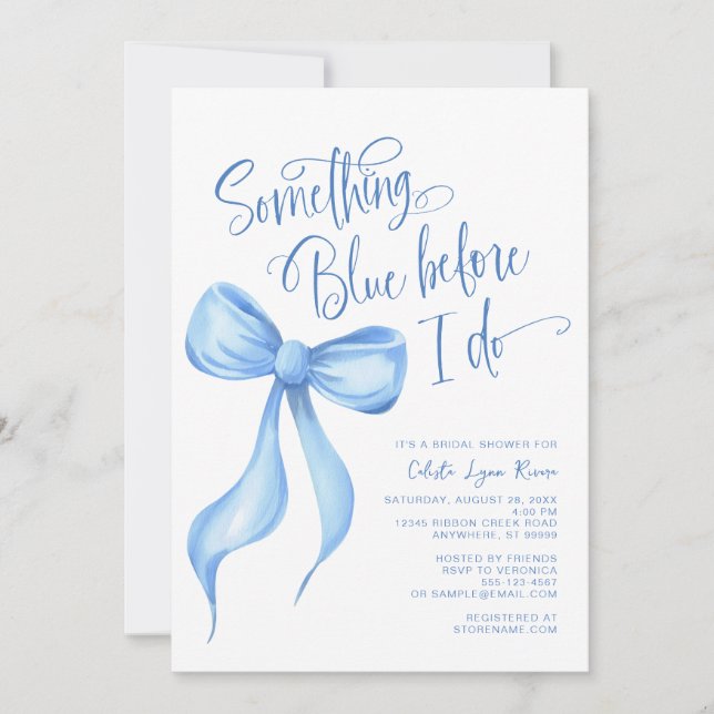 Invitation Quelque chose de bleu avant de faire Fête des mari (Devant)