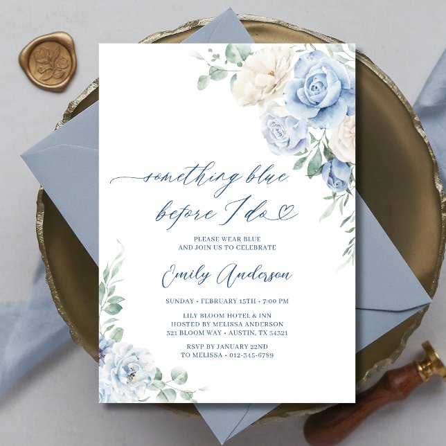 Invitation Quelque chose de bleu avant de faire Fête des mari (Créateur téléchargé)