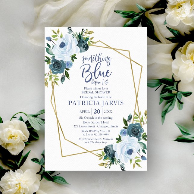 Invitation Quelque chose de bleu avant de faire Fête des mari (Créateur téléchargé)