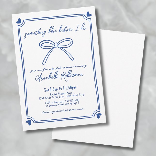 Invitation Quelque chose de bleu avant de faire Fête des mari (Something Blue Before I Do Whimsical Bridal Shower Invitation)