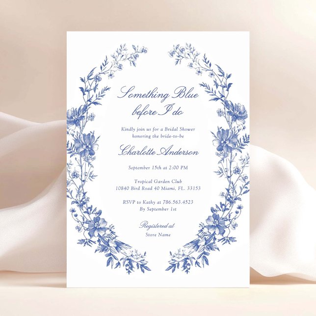 Invitation Quelque chose de bleu avant de faire Fête des mari (Créateur téléchargé)