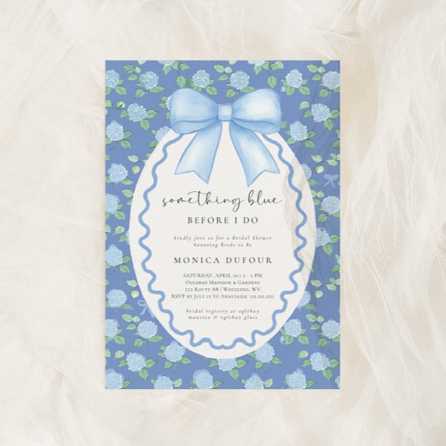 Invitation Quelque chose de bleu avant de faire Hydrangea Fêt (Something Blue Before I do Hydrangea Bridal Shower Invitation )