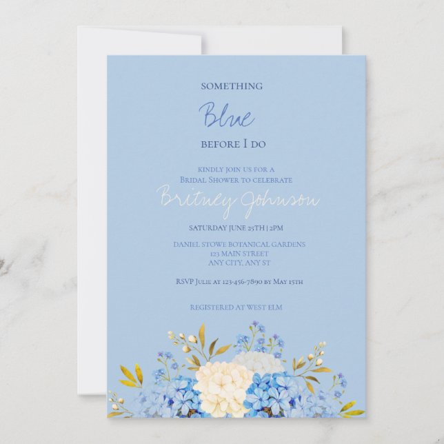 Invitation Quelque chose de bleu avant de faire l'invitation  (Devant)