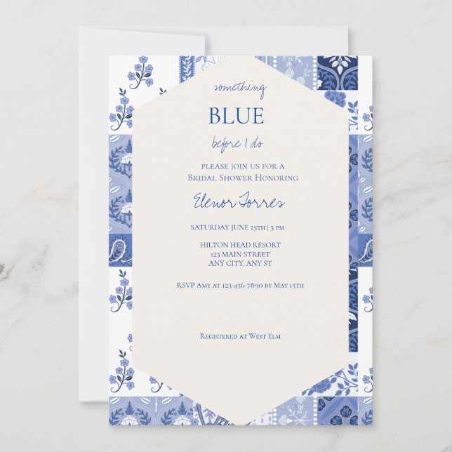 Invitation Quelque chose de bleu avant de faire l'invitation  (Devant)