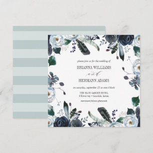 Invitation Quelque chose de bleu   Boho Botanical mariage