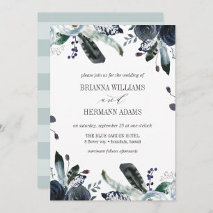 Invitation Quelque chose de bleu   Boho Chic Botanical mariag