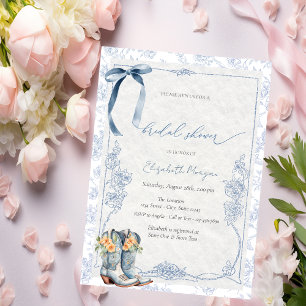 Invitation Quelque Chose de Bleu Bow Bottes de Cowboy Florale