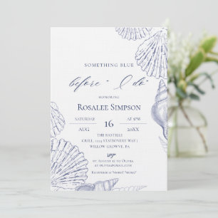 Invitation Quelque Chose de Bleu Coquillages Plage Élégant Sh