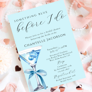 Invitation Quelque chose de bleu Elegant Bow Martini Fête des