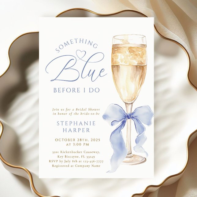 Invitation Quelque chose de bleu Fête des mariées Bow (Créateur téléchargé)