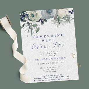 Invitation Quelque chose de bleu Fête des mariées de fleurs d