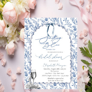 Invitation Quelque Chose de Bleu Fleurs Ruban Verre Perles