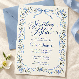 Invitation Quelque Chose de Bleu Floral Bow Bridal Shower