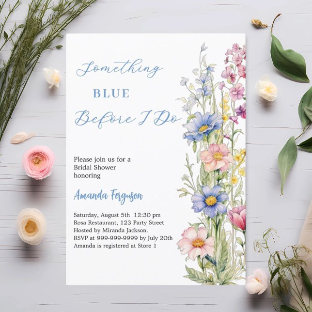 Invitation Quelque chose de bleu floral rose violet Fête des  (Créateur téléchargé)