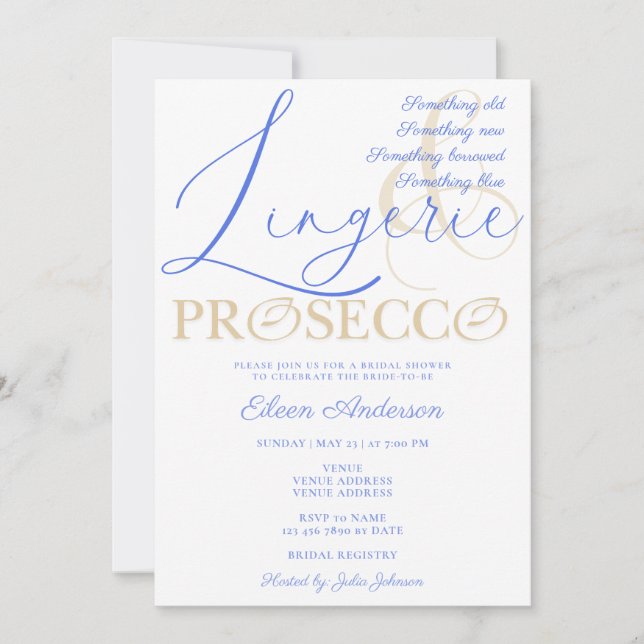 Invitation Quelque chose de bleu Lingerie & Prosecco Fête des (Devant)