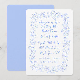 Invitation Quelque chose de bleu main dessiné cadre botanique