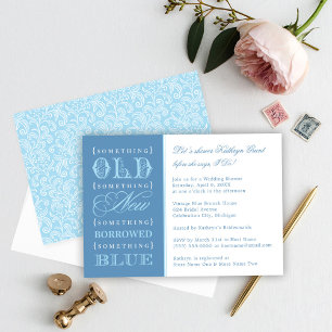 Invitation Quelque Chose de Bleu Mariage Vintage de Style Sho