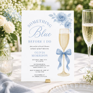 Invitation Quelque Chose de Bleu Ruban Floral Baby Shower de
