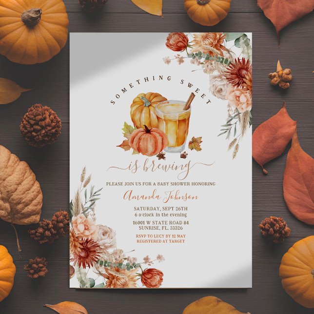 Invitation Quelque Chose De Doux Brûle Baby shower Floral D'A (Créateur téléchargé)
